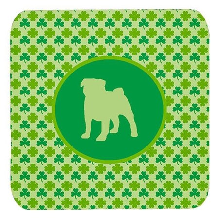 Carolines Treasures SDK1053-C-FC Pug Lucky Shamrock Foam Coasters; Set Of 4